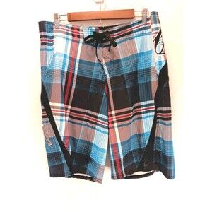 O'Neill Superfreak Board Shorts Mens 3P Plaid Blue Red Black Surf Swim Trunks